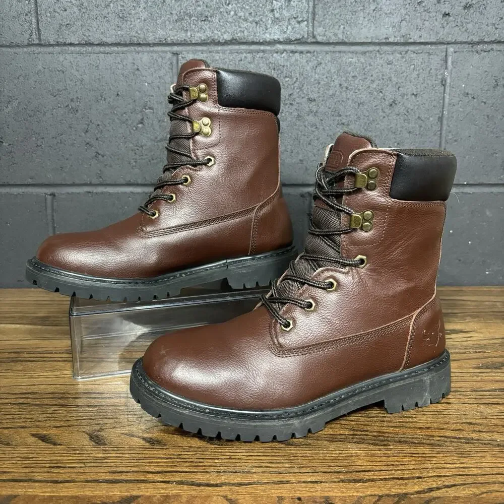 Texas Steer Nolan Men’s 9 Brown Leather Work Hiking Boots Lug Sole